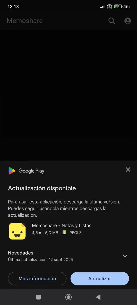 Captura de pantalla de las actualizaciones