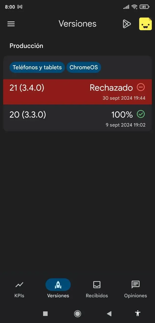 Me rechazan la aplicación