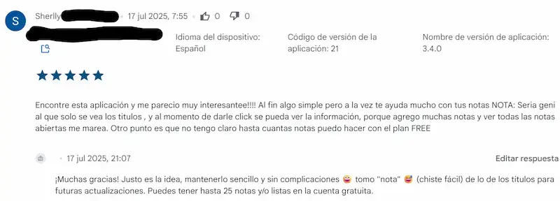 Captura de pantalla de la idea en Google Play